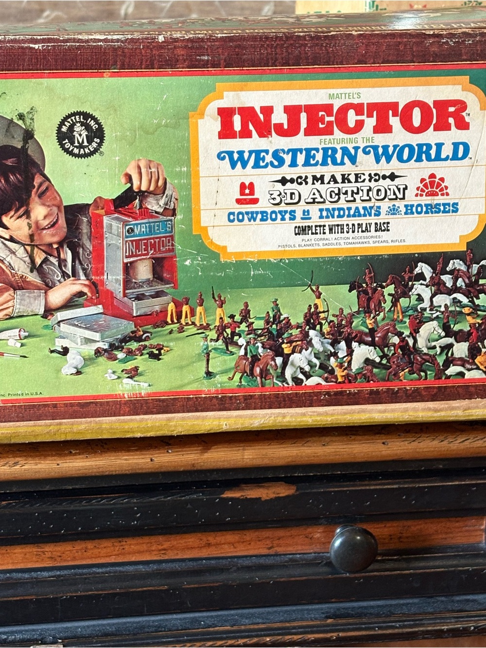 Mattel Injector Western World Playset Box with Red and Green Artwork